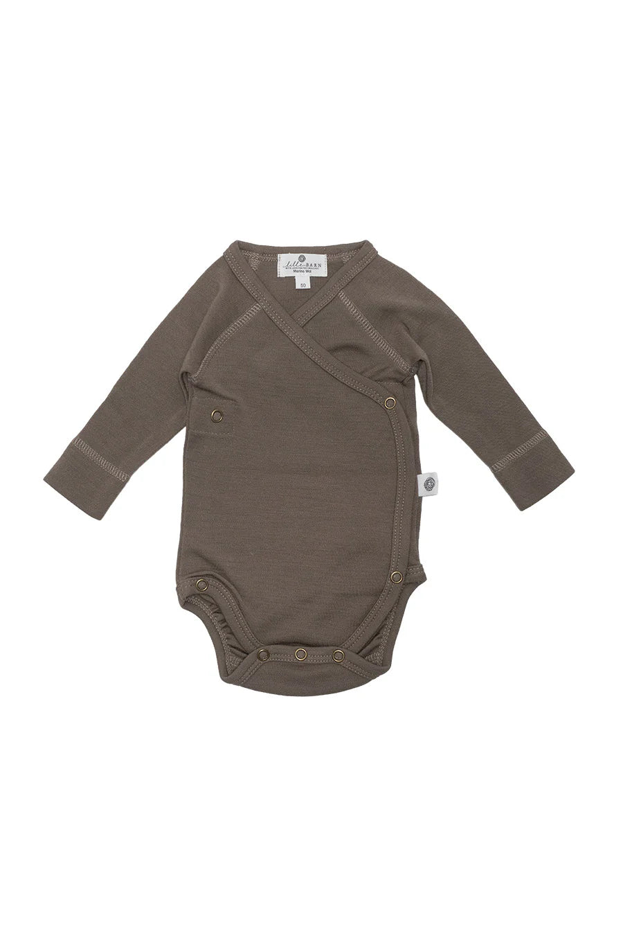 Lille barn Merinowollen overslag romper lange mouw